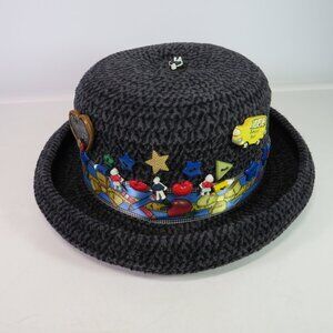 Teacher themed Winter Hat with sewn buttons and school ribbon